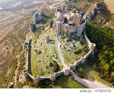 Famous fortress Castillo de Loarre in Navarre. Aragon. Spain Famous fortress Castillo de Loarre in Navarre. Aragon. Spain 47805450