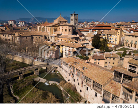 Views from the height of the historic part city with cathedral in Vic 47805611