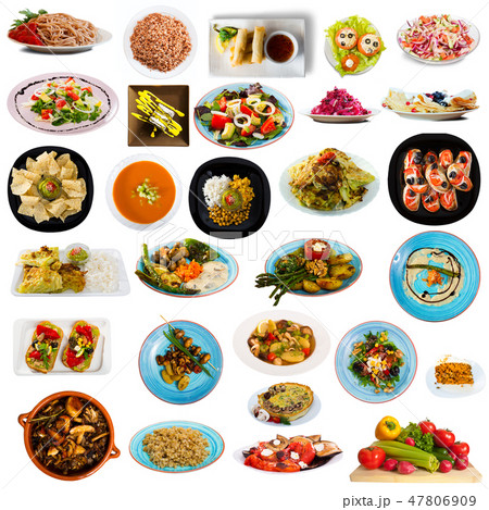 Set of vegetarian dishes 47806909