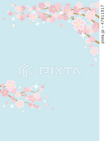 桜のある春の風景のイラスト 背景は空 のイラスト素材