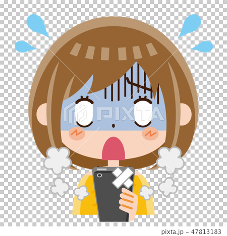 スマホ 故障 女性のイラスト素材