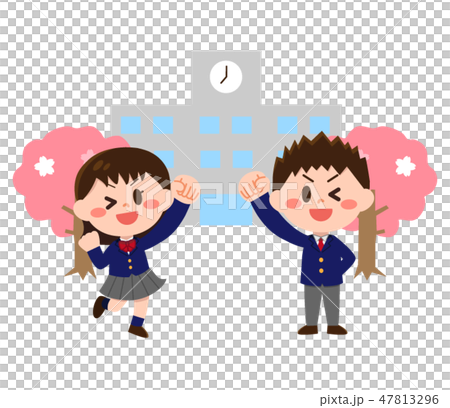 學校和西裝外套學生（春季） 47813296