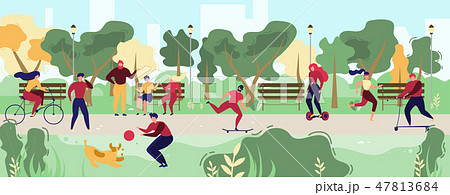 People Activities in City Park Flat Vector Concept 47813684