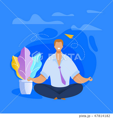 Office Worker Meditating Flat Vector Illustration Office Worker Meditating Flat Vector Illustration 47814182