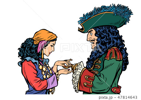 fortune teller and pirate with a hook. isolate on white background 47814643