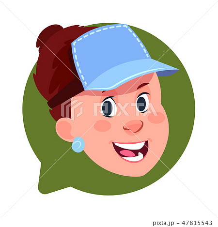 Profile Icon Female Head In Chat Bubble Isolated, Caucasian Woman Avatar Cartoon Character Portrait 47815543