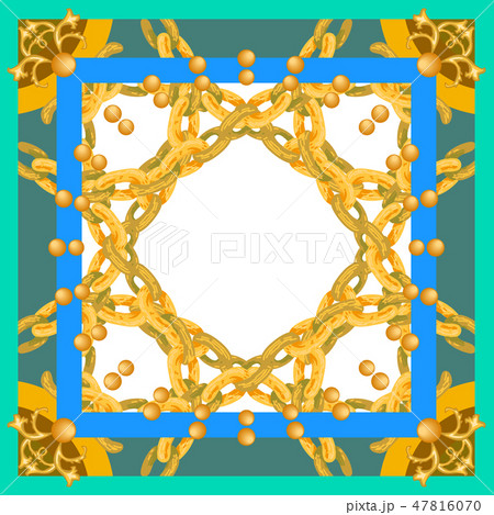 Silk scarf with massive golden chains. 47816070