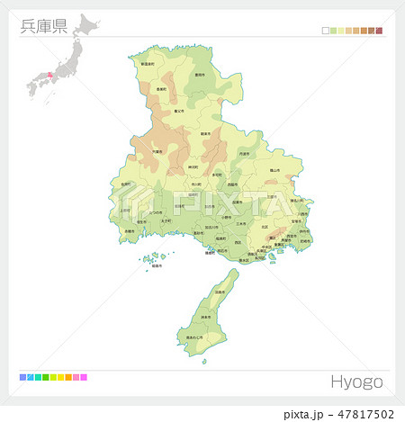 Map Of Hyogo Prefecture Contour Line Color Stock Illustration