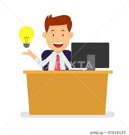 Businessman work place with lightbulb idea, Vector Businessman work place with lightbulb idea, Vector 47818135