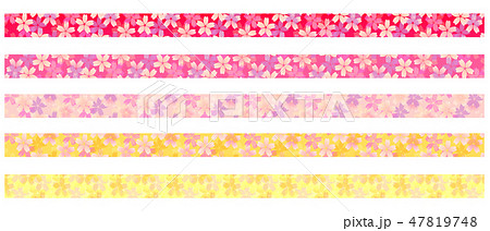 桜の飾り罫線 ライン セット 01のイラスト素材