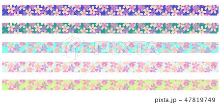 桜の飾り罫線 ライン セット 02のイラスト素材