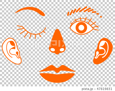 顔のパーツ ピクト風イラストのイラスト素材 顔のパーツ ピクト風イラストのイラスト素材