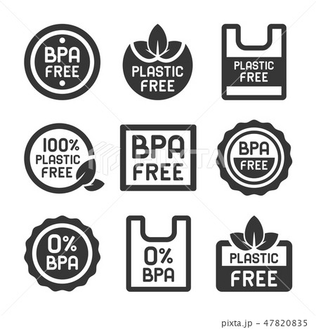BPA Plastic Free Icons Set on White Background. Vector 47820835