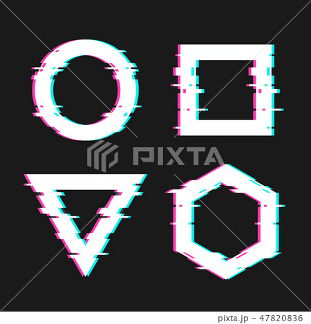 Shapes with Glitch Distortion Effect on Dark Background. Vector Shapes with Glitch Distortion Effect on Dark Background. Vector 47820836