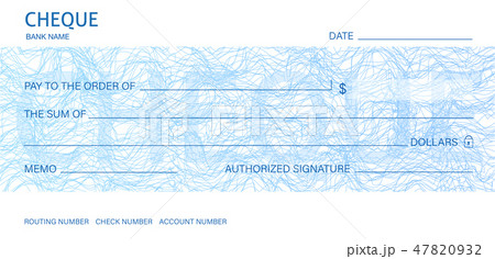 Cheque, Check (Chequebook template). Guilloche pat Cheque, Check (Chequebook template). Guilloche pat 47820932