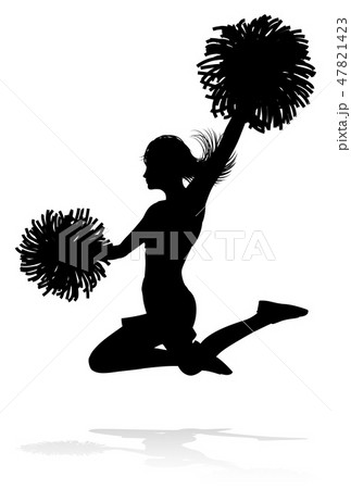 Silhouettes girls cheerleaders with pom-poms Vector Image