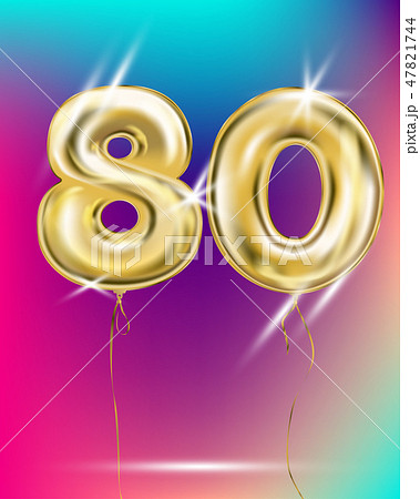 Number eighty, gold foil balloon on gradient 47821744