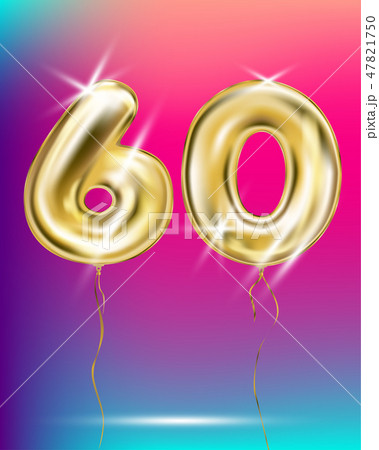 Number sixty, gold foil balloon on gradient 47821750