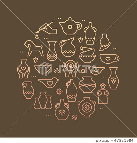Art shop circle template. Pottery workshop, ceramics classes banner illustration. Hand building, Art shop circle template. Pottery workshop, ceramics classes banner illustration. Hand building, 47821984