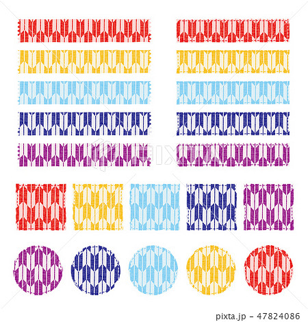 和柄 矢絣 パターン柄 素材セットのイラスト素材