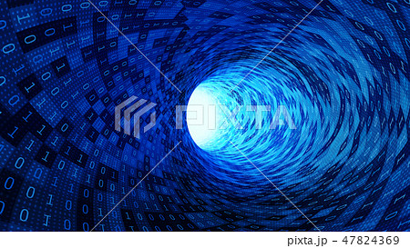 Binary code numbers in blue abstract speed motion in highway tun 47824369