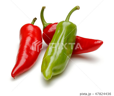 Fresh green and red pepper on white Fresh green and red pepper on white 47824436