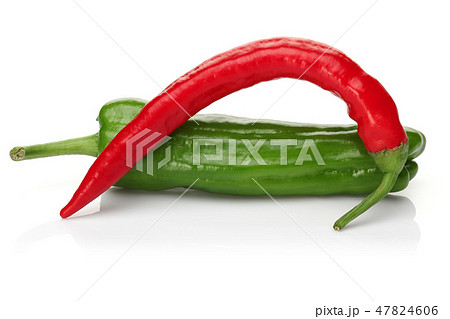 Fresh green and red pepper on white Fresh green and red pepper on white 47824606