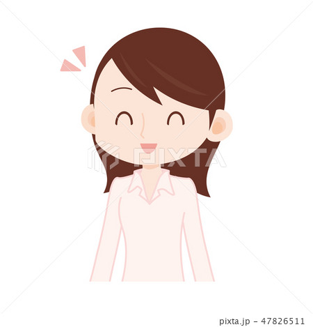 女性上半身　ピンク色のカラーシャツ 47826511