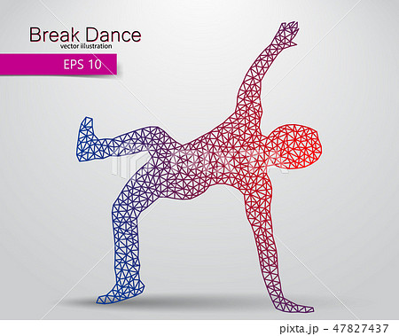 Silhouette of a break dancer from triangles. Silhouette of a break dancer from triangles. 47827437