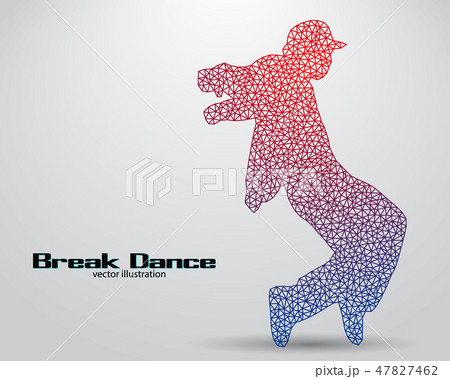 Silhouette of a break dancer from triangles Silhouette of a break dancer from triangles 47827462