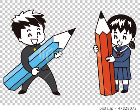 Middle and high school girls with pencils 47828072