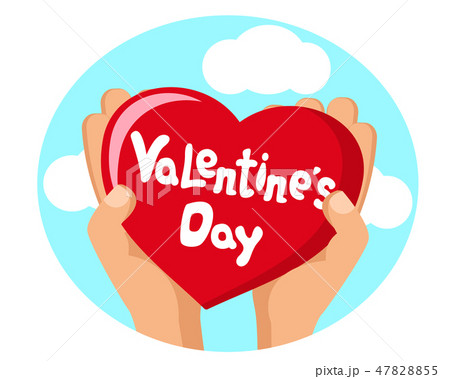 Heart with text in hand, logo on a white 47828855