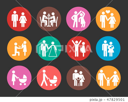 Family vector colorful icons set 47829501