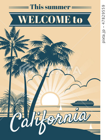 California republic vector poster with palm...のイラスト素材
