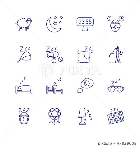 Insomnia problems icons and sleeping trouble vector signs Insomnia problems icons and sleeping trouble vector signs 47829608