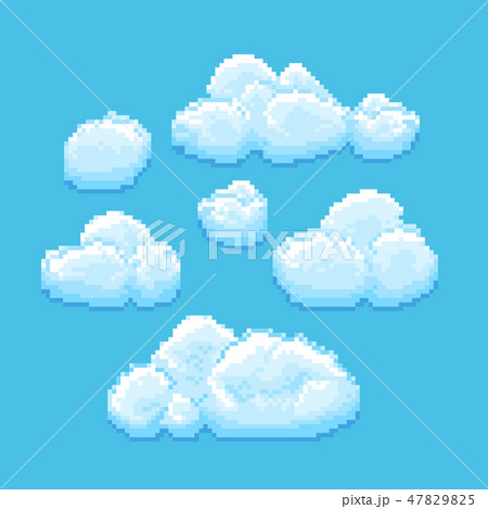 Sky with clouds vector pixel art. Cloudscape background for retro game Sky with clouds vector pixel art. Cloudscape background for retro game 47829825