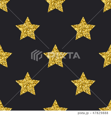 Vector gold glitter stars seamless pattern black background 47829888