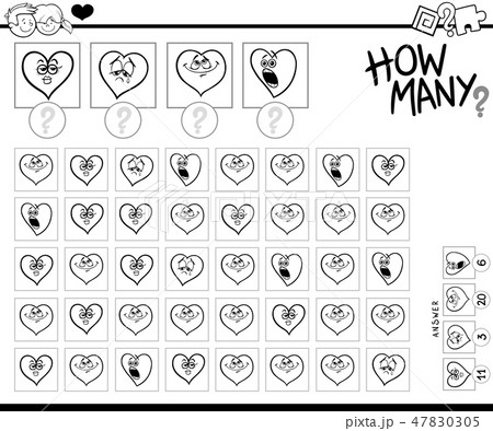 counting funny hearts educational task 47830305