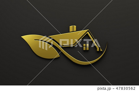 Gold Real Estate Logo. 3D render Illustration Gold Real Estate Logo. 3D render Illustration 47830562