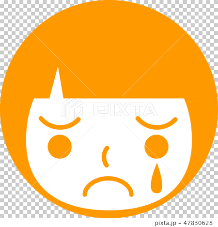 表情 顔 丸アイコン ベクター 泣く 悲しいのイラスト素材