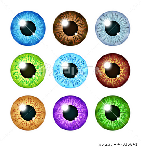 Realistic Multi Colored Eyeball Iris Pupils Setのイラスト素材