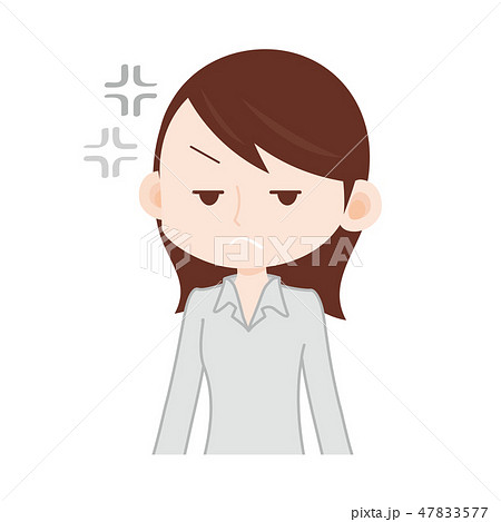女性 上半身 グレーのカラーシャツ 女性 上半身 グレーのカラーシャツ 47833577