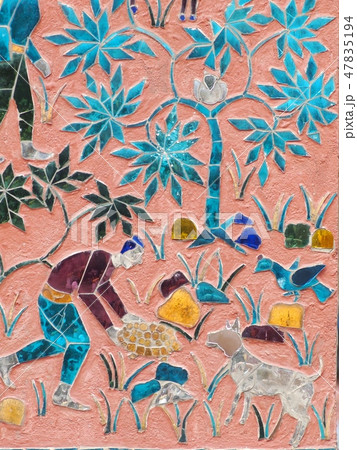 Temple wall colourful glass tiles picture decorate Temple wall colourful glass tiles picture decorate 47835194