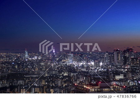 東京夜景 都市風景 ドコモタワーの写真素材