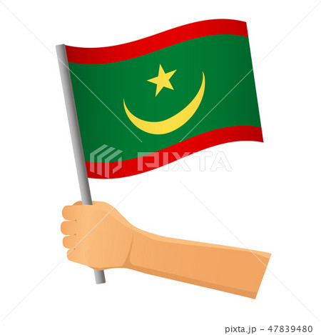 Mauritania flag in hand 47839480