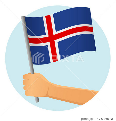 Iceland flag in hand 47839618