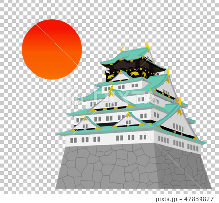 Japanese castle and sun Japanese castle and sun 47839827