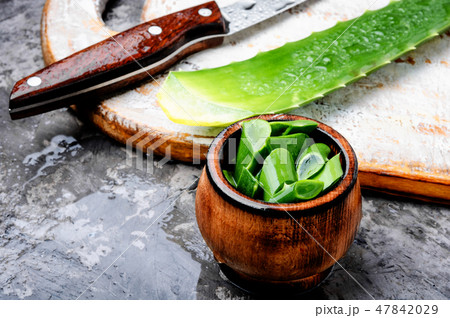 Cut aloe leaf Cut aloe leaf 47842029
