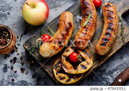 Delicious grilled sausages 47842051