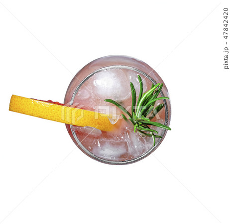 Cocktail, rosemary, grapefruit, rum, bar, exotic, Top view, close-up Cocktail, rosemary, grapefruit, rum, bar, exotic, Top view, close-up 47842420